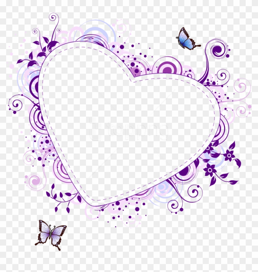 Free Png Purple Border Frame Png Images Transparent - Heart Frame Vector Png Clipart #2602664