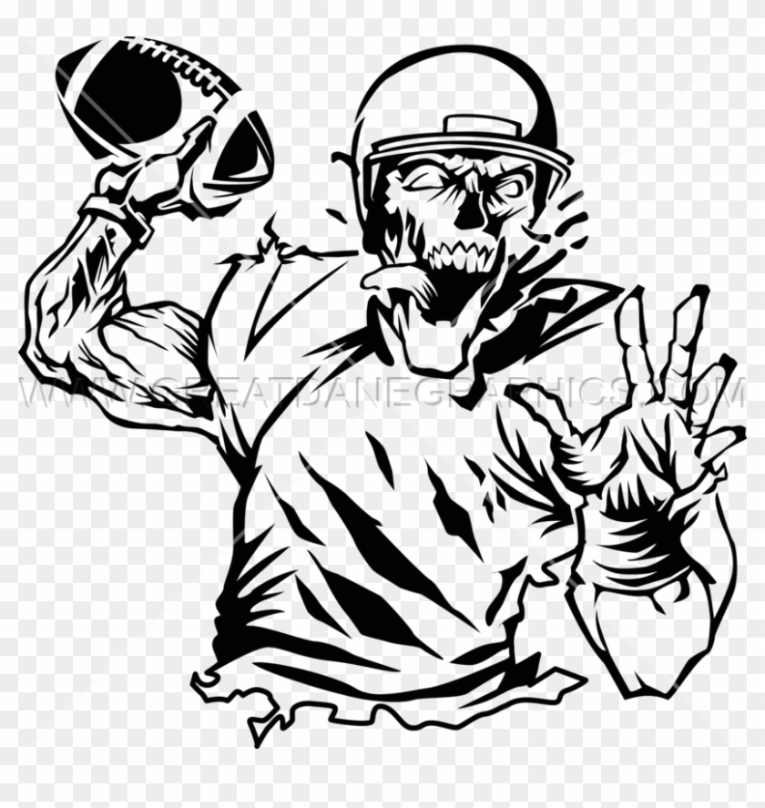 Clip Transparent Library Quarterback Production Ready - Zombie Football Player Drawing - Png Download