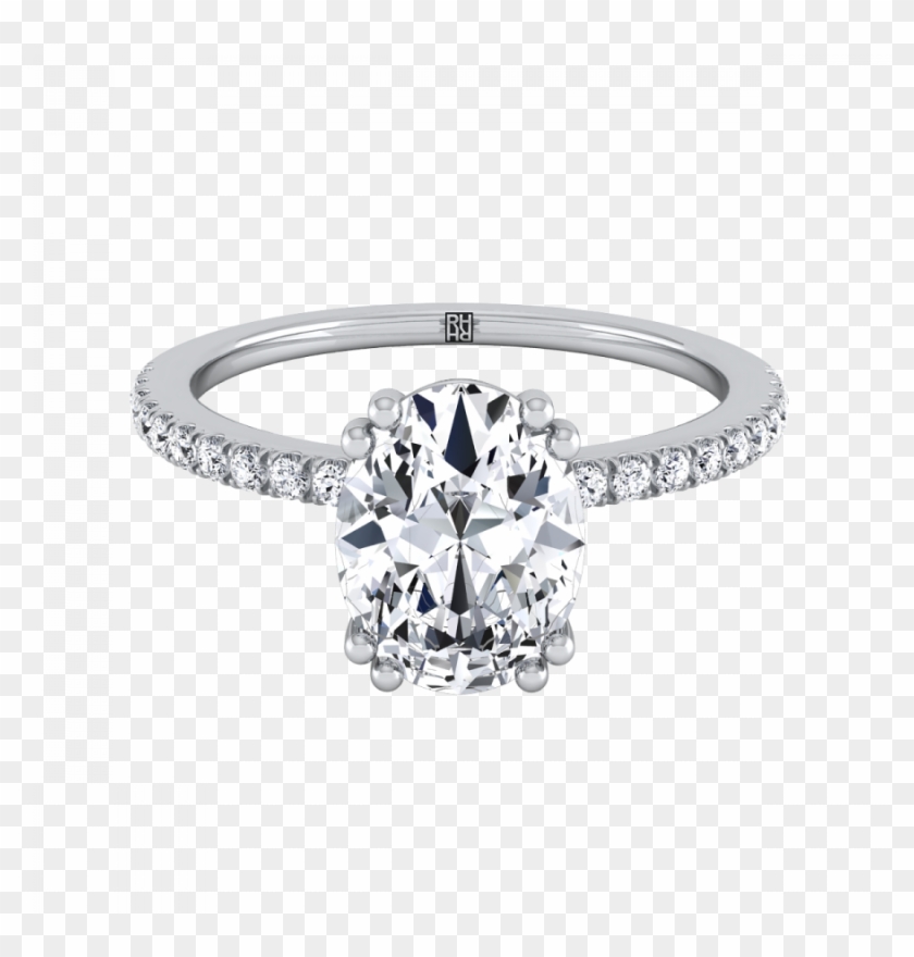 Classic Petite Split Prong Oval Diamond Engagement - Engagement Ring Clipart #2603589