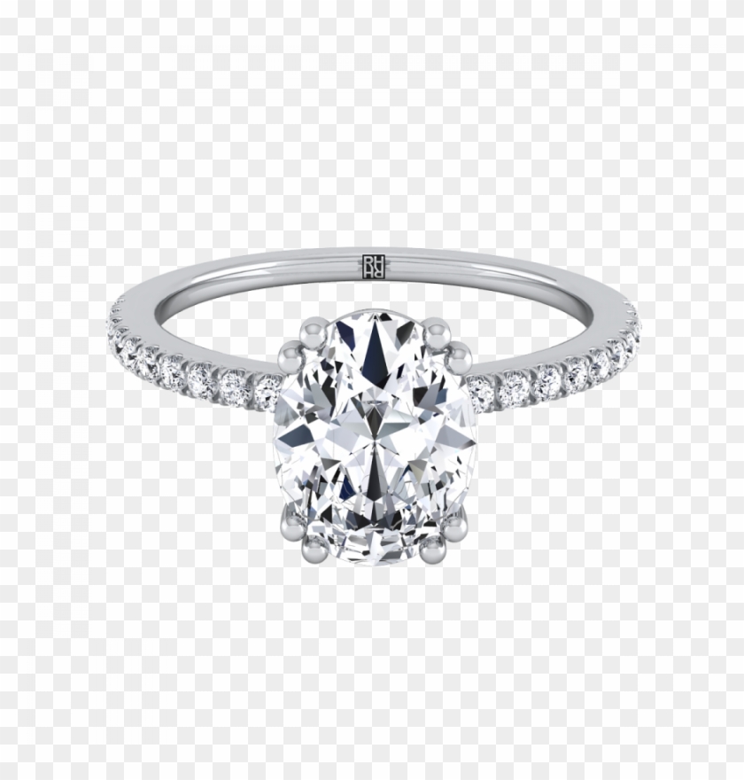 Classic Petite Split Prong Oval Diamond Engagement - Engagement Ring Clipart