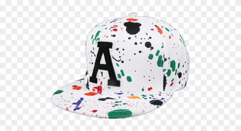 A White Snapback Cap With Abstract Drops Of Colorful - Gorras Planas Con Estilo Clipart