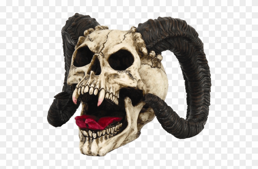 Ram Horned Skull - Skull With Devil Horns Clipart #2604041