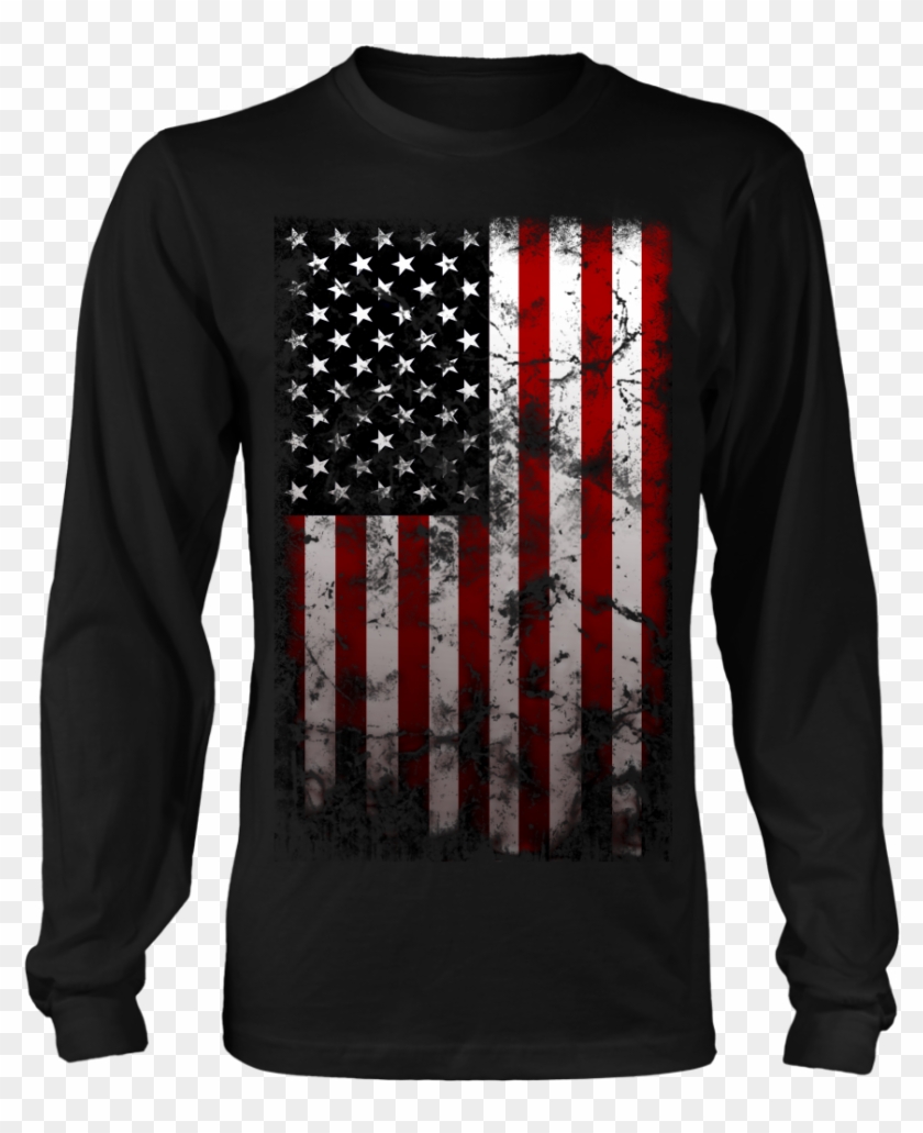 Vintage American Flag Long-sleeve Shirt, Merchant Of - Funny Christmas T Shirt Family Clipart