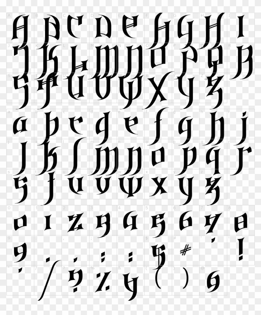 Gothic Calligraphy Fonts - Gothic Letters Clipart #2605595