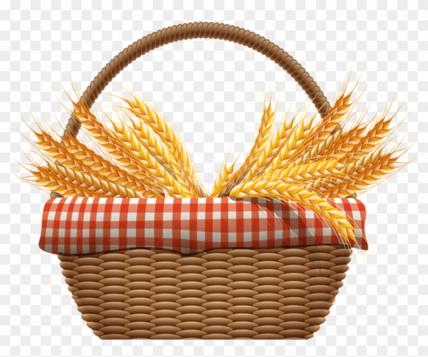 Free Png Download Autumn Basket With Wheat Clipart - Wheat Basket Png Transparent Png #2605659