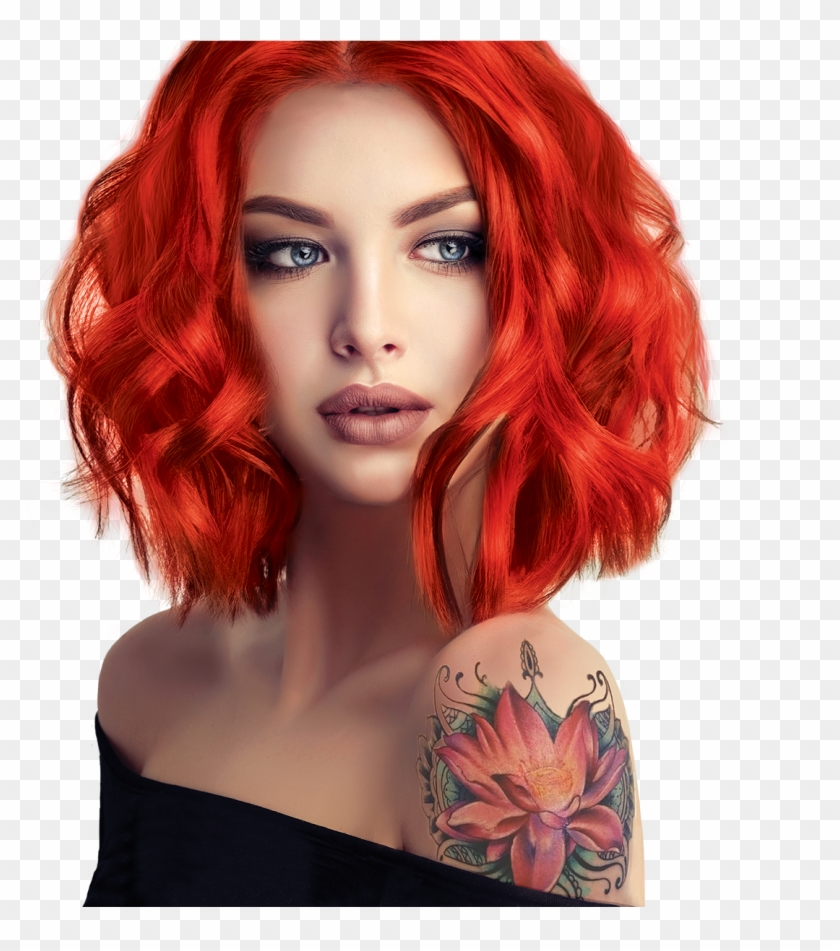 Bleached - Brown Hair Red Highlight Clipart