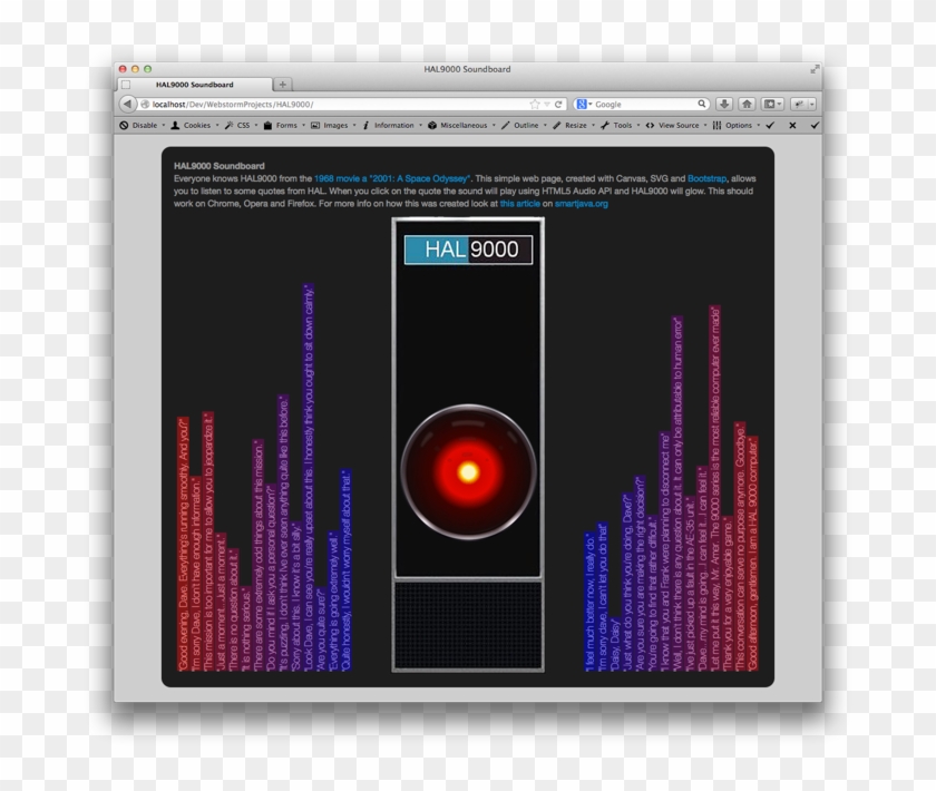 Hal 9000 Soundboard With Html5, Canvas And Html5 Audio - Hal 9000 Software Clipart