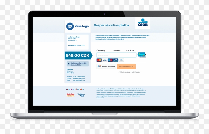 Online Card Payment With Čsob Is Secure - Insurance Mobile App Design Clipart #2606873