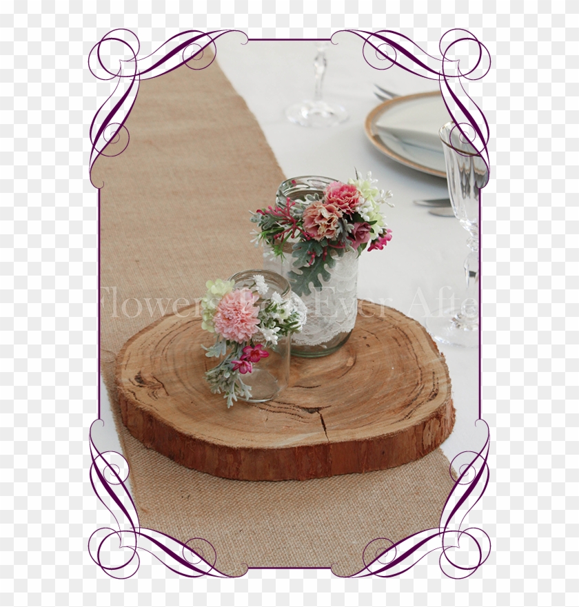 Set Of 2 Pink Rustic Floral Jar Centerpiece Flowers - Roses Cake Fuschia Clipart #2607098