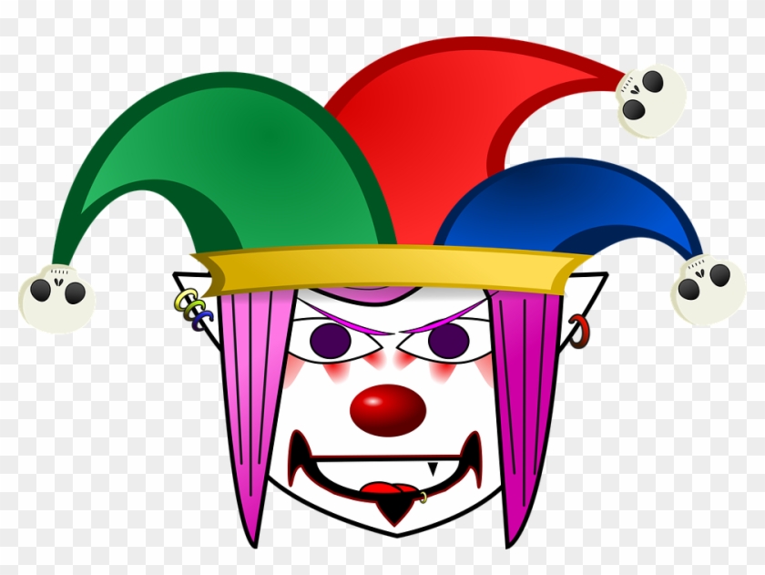 Creepy Clipart Jester - Clown On Computer - Png Download