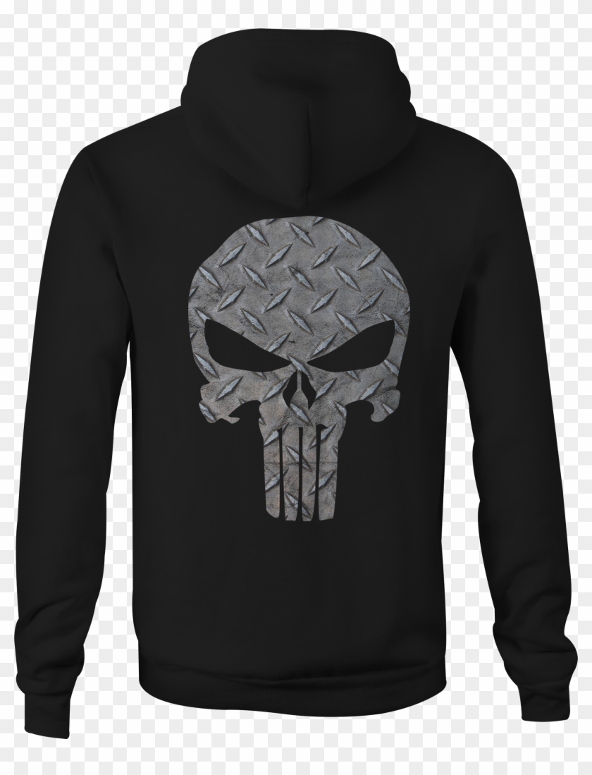 Zip Up Hoodie Steel Diamond Plate American Patriot - Punisher Skull Clipart