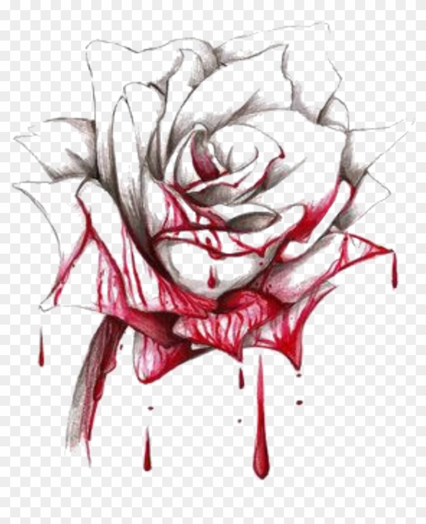 Red Rose Blood Bloody Bloodyrose Silhouette Rosesilhoue - Rose With Blood Drawing Clipart