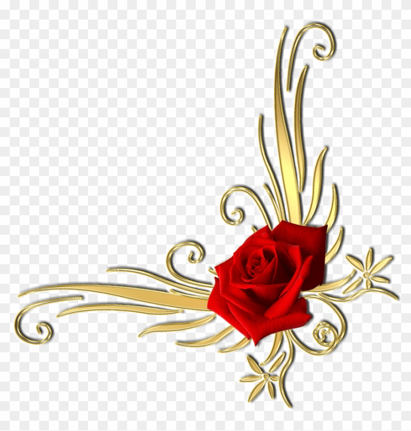 Red And Gold Flower Png , Png Download - Flowers Frame Png Red Clipart #2611510
