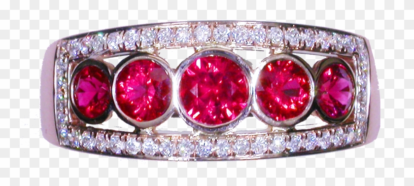 18ct Rose Gold Diamond And Ruby Ring - Engagement Ring Clipart