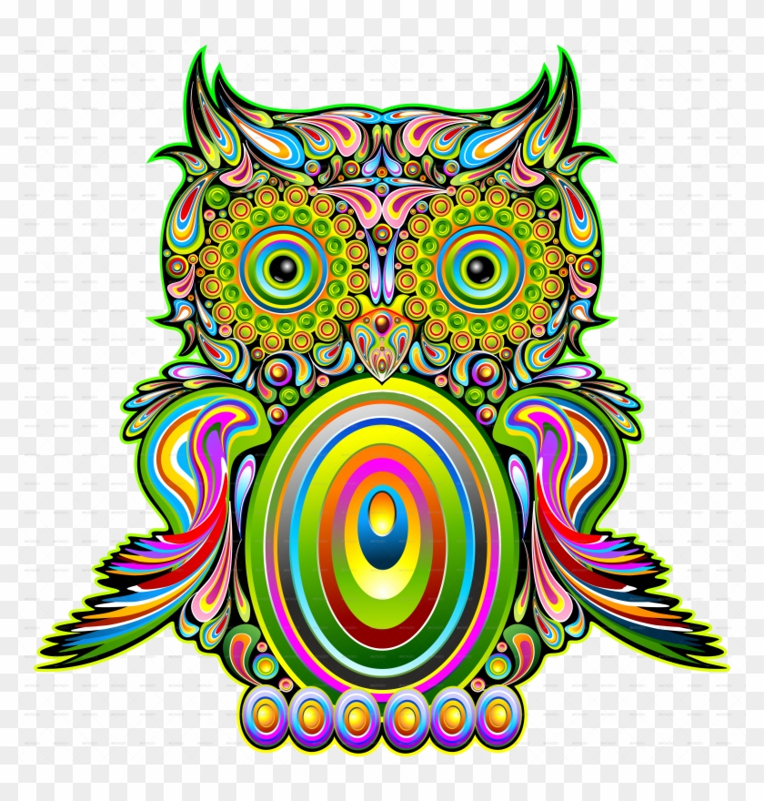 Roots Vector Psychedelic - Owl Psychedelic Pop Art Design Clipart #2616088