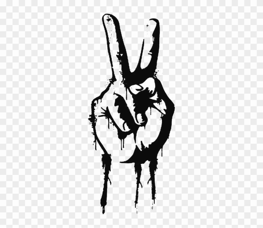 V Symbols Black And - Peace Sign Fingers Png Clipart