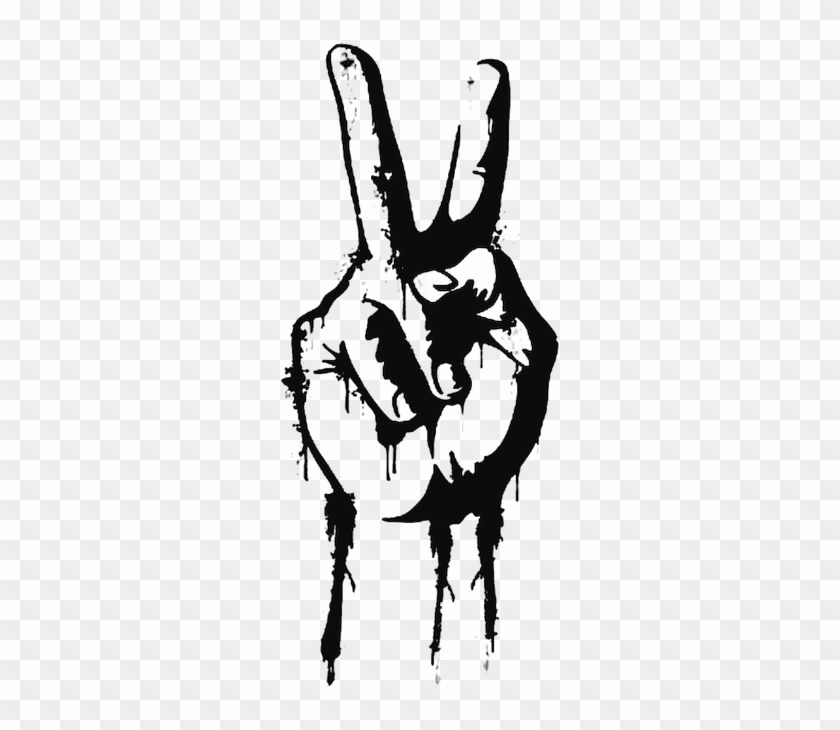 V Symbols Black And - Peace Sign Fingers Png Clipart #2618420