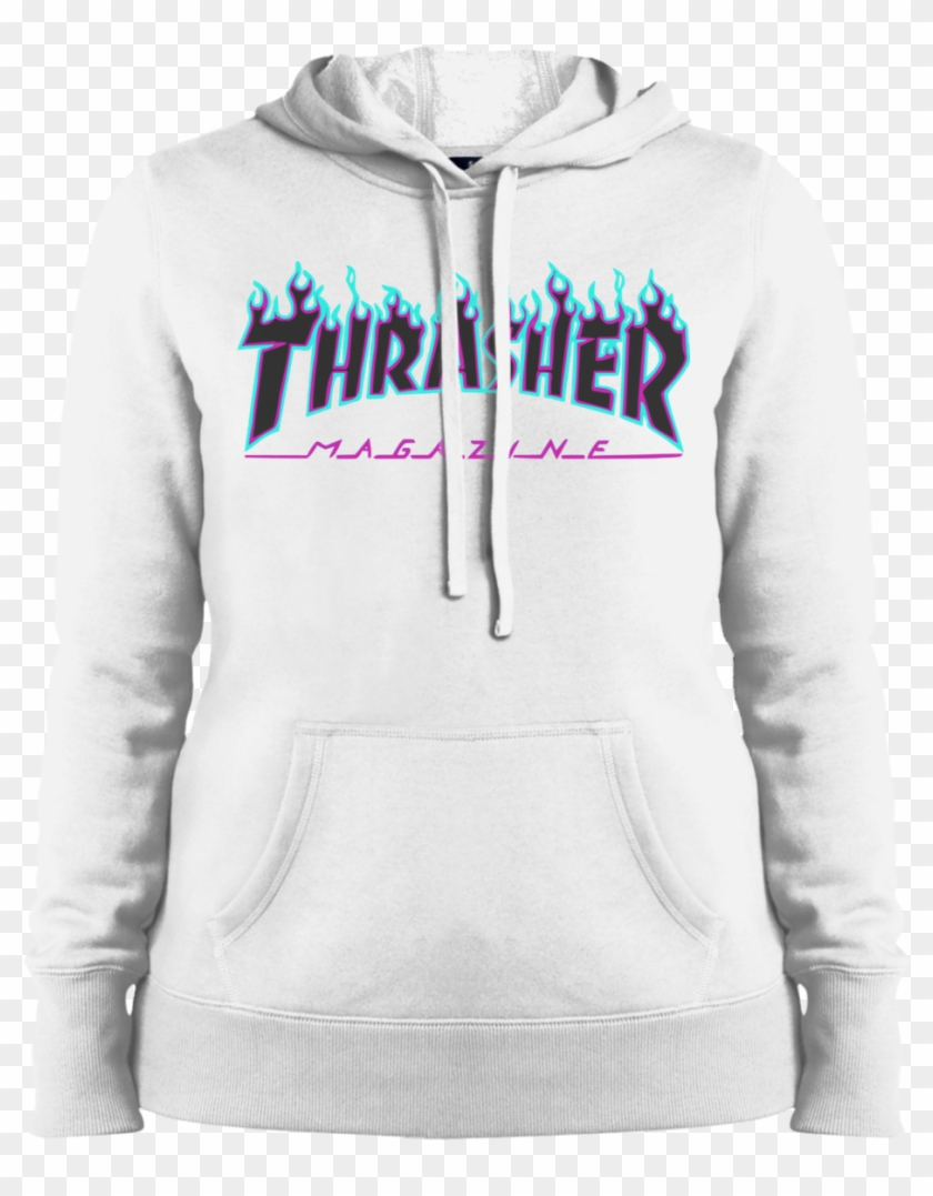 Thrasher Puple Flame Logo Ladies Pullover Hoodie - Sweatshirt Clipart #2618717