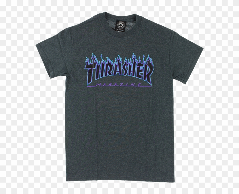 Thrasher Magazine Flame Logo T-shirt - Thrasher Blue And Grey Clipart #2619547