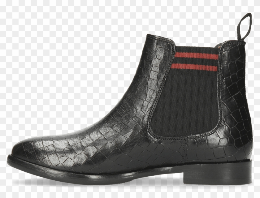 Daisy 6 Black Elastic Red Lines - Chelsea Boot Clipart