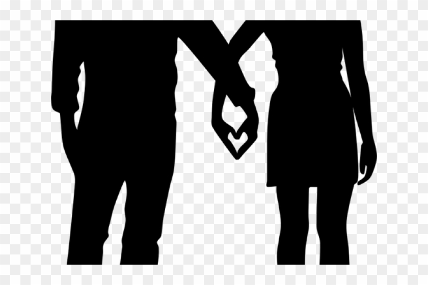 People Silhouette Clipart Hand On Hip - Couple Silhouette Holding Hands Png Transparent Png