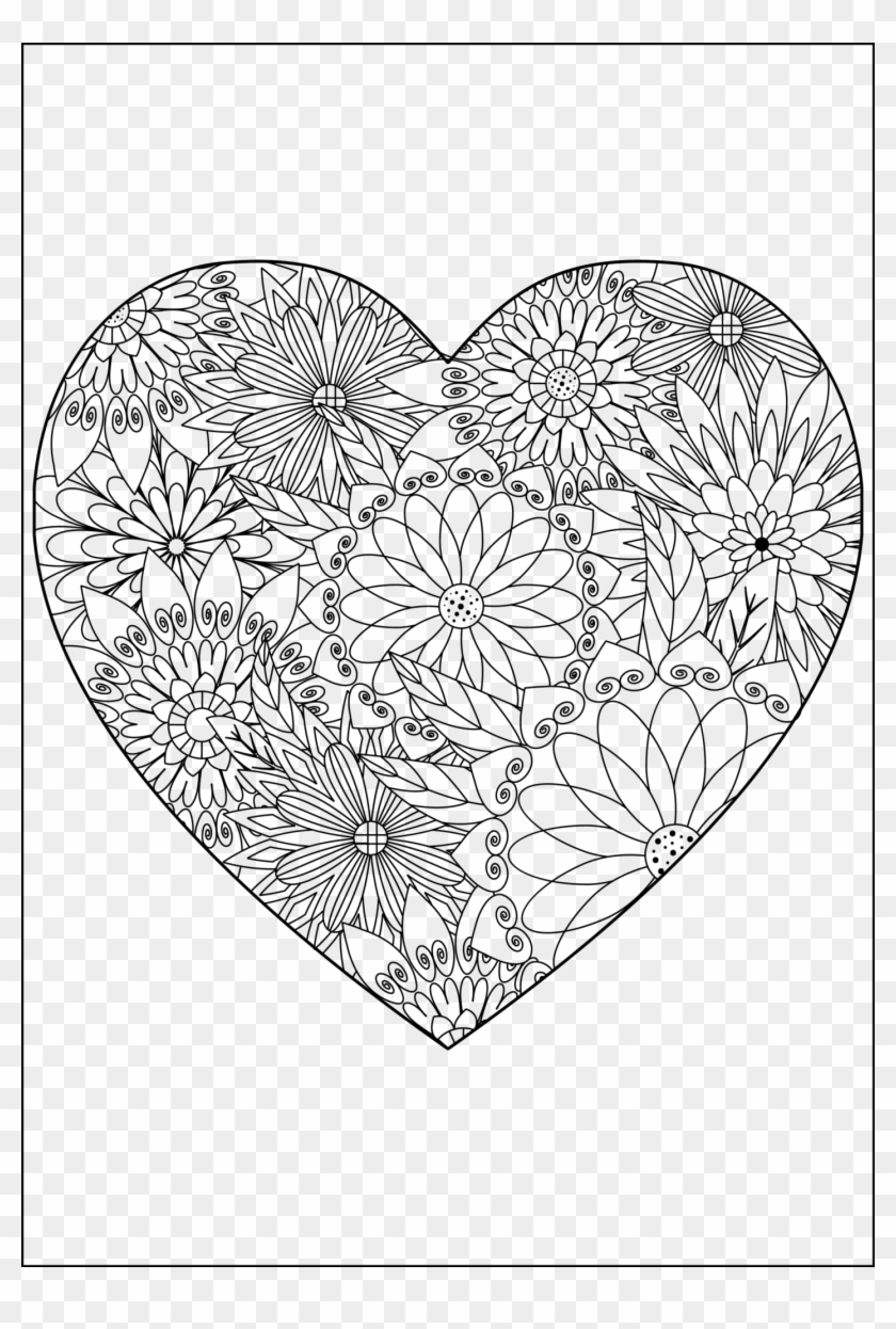 Coloring Detailed Heart Clipart #2622734