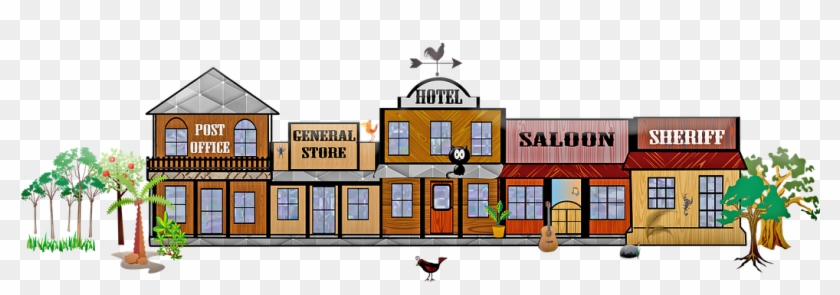 Wild West Town, Western, Cowboys, Rusty - House Clipart