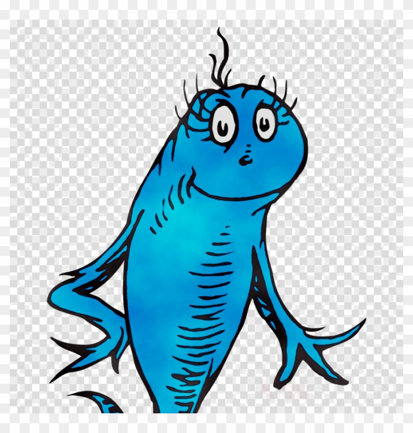 Dr Seuss Png Transparent Background - Cat In The Hat Blue Fish Clipart
