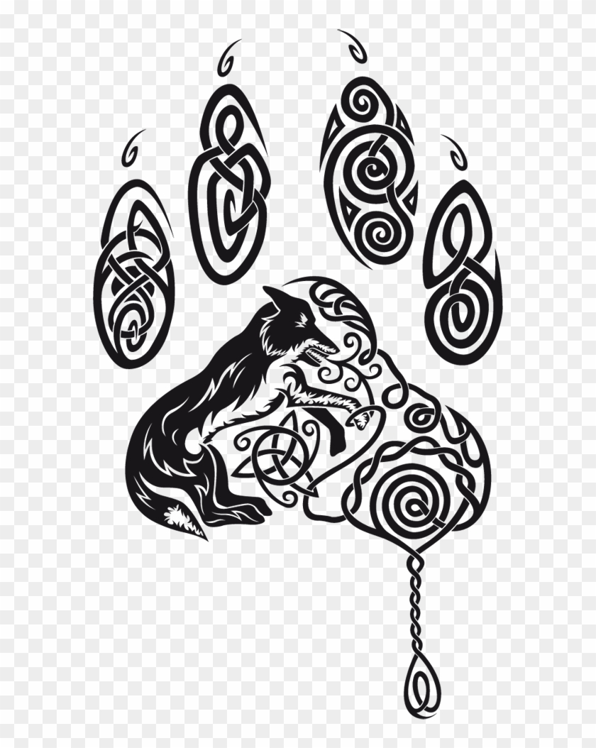 Wolves Transparent Celtic Banner Library Library - Celtic Paw Print Tattoo Clipart