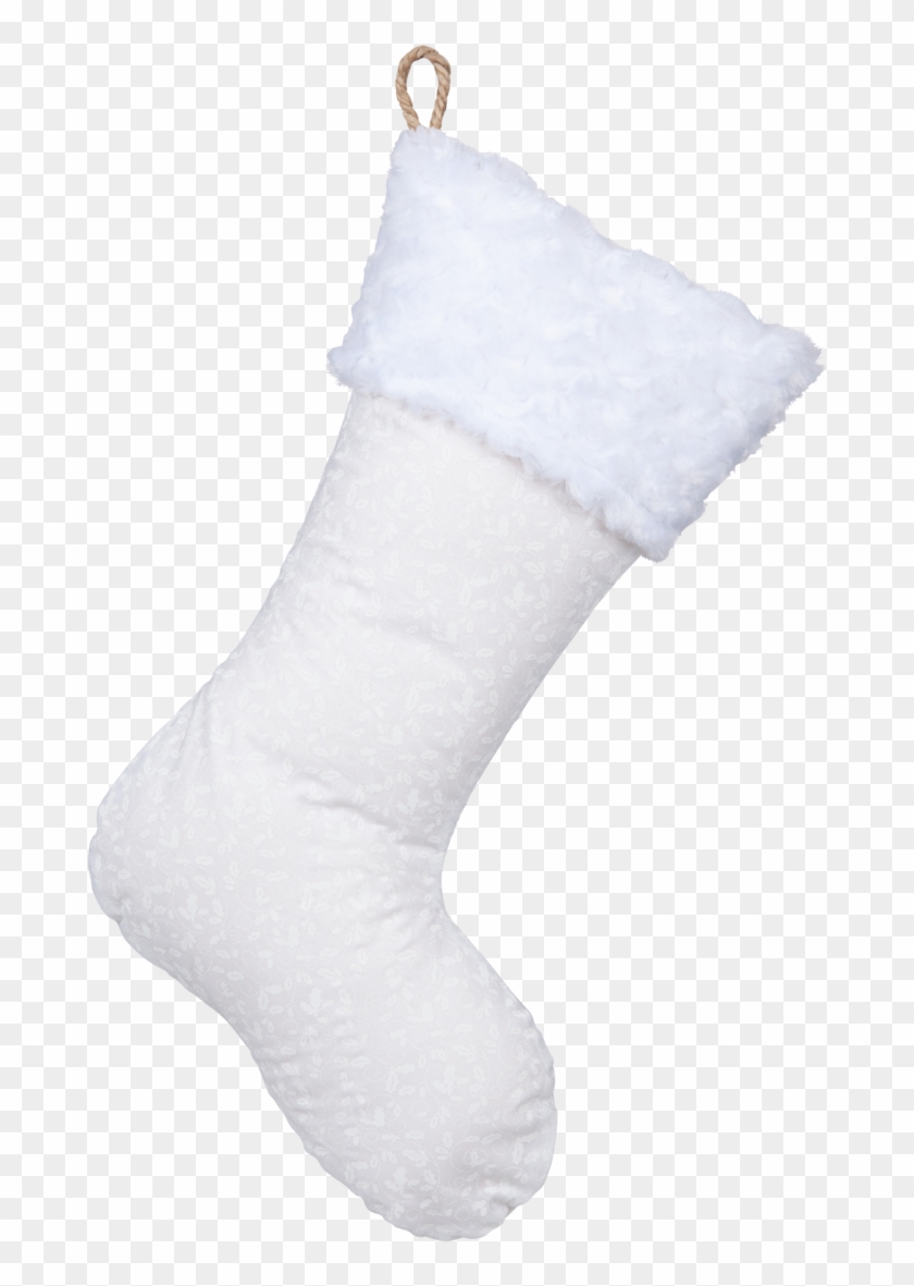 Christmas Stocking With Burlap Accents - White Christmas Stocking Clipart #2629625