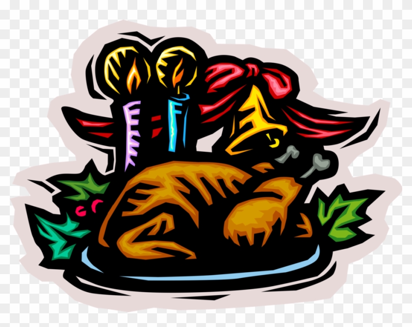 Vector Illustration Of Traditional Christmas Roast - Illustration Clipart #2631580