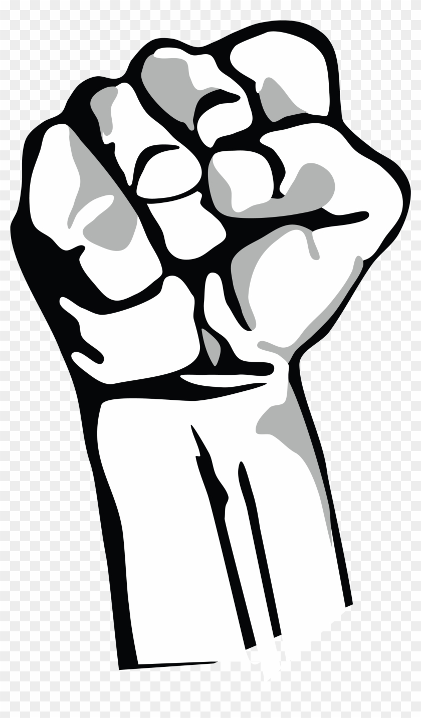 Fist Clipart Black And White - Raised Fist - Png Download