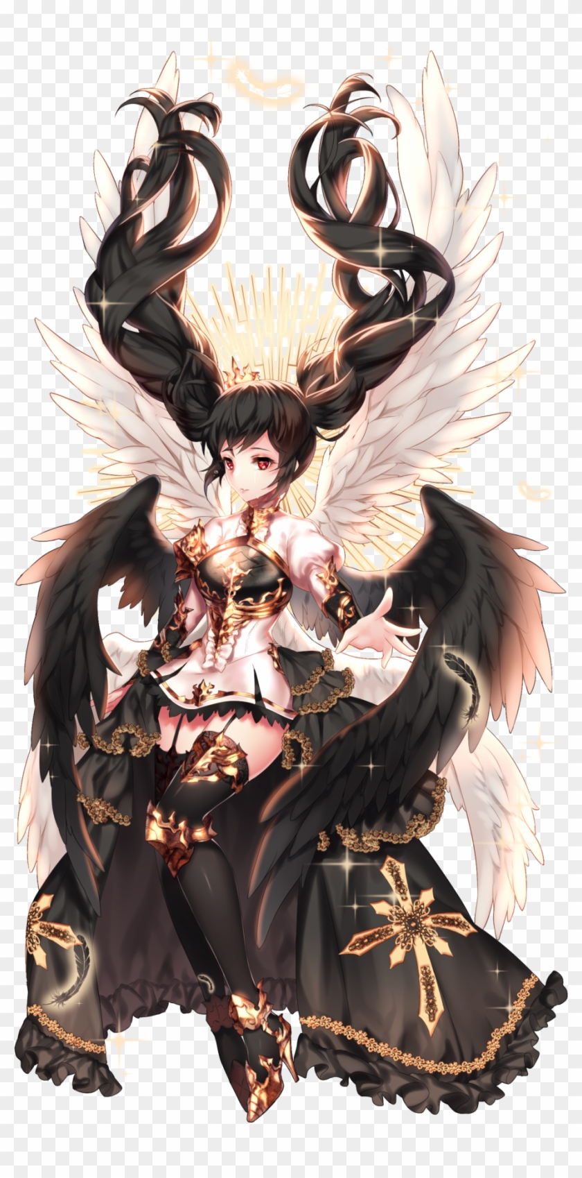 Sexy & Beautiful Art - Angel Girl Anime With Black Wings Clipart #2634322