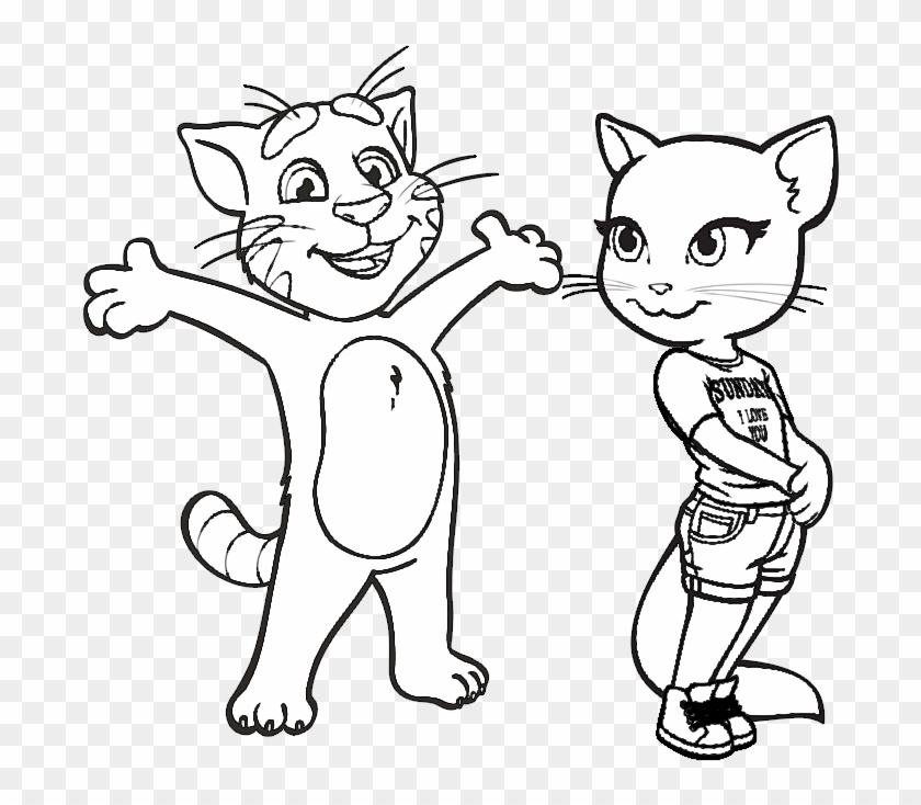 Jerry Drawing Line - Gato Tom Para Colorear Clipart #2634822