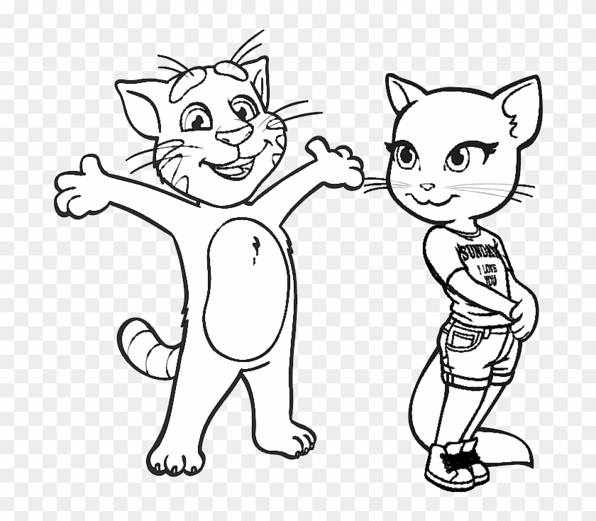 Jerry Drawing Line - Gato Tom Para Colorear Clipart