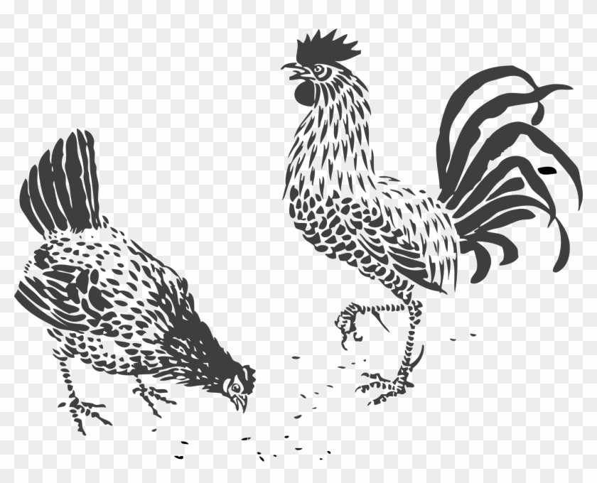 Rooster Clipart Chick - Rooster Line Art - Png Download #2637870