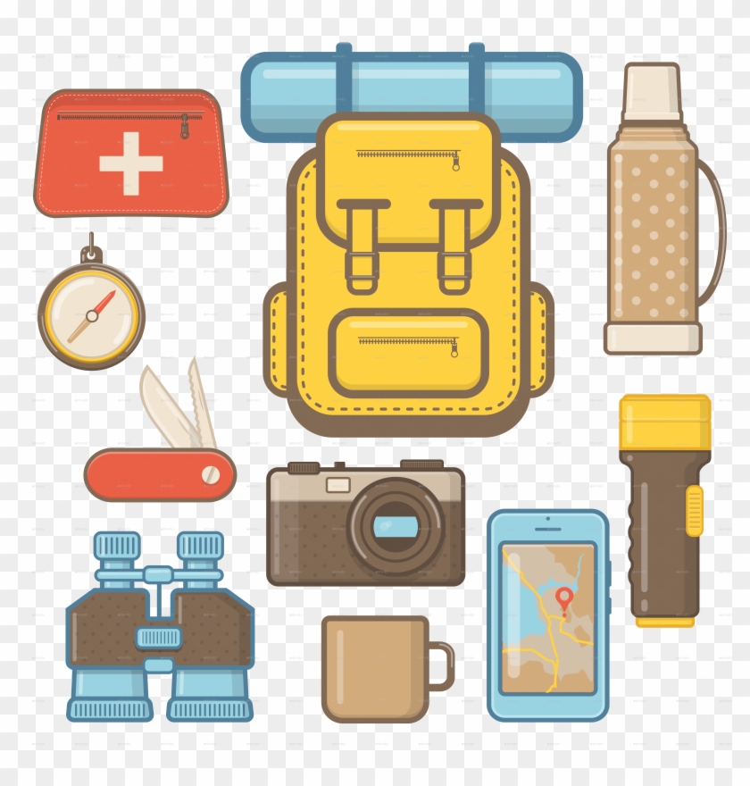 Camping And Hiking Equipment Elements By Sabina - Hiking Equipment Icon Png Clipart #2638933