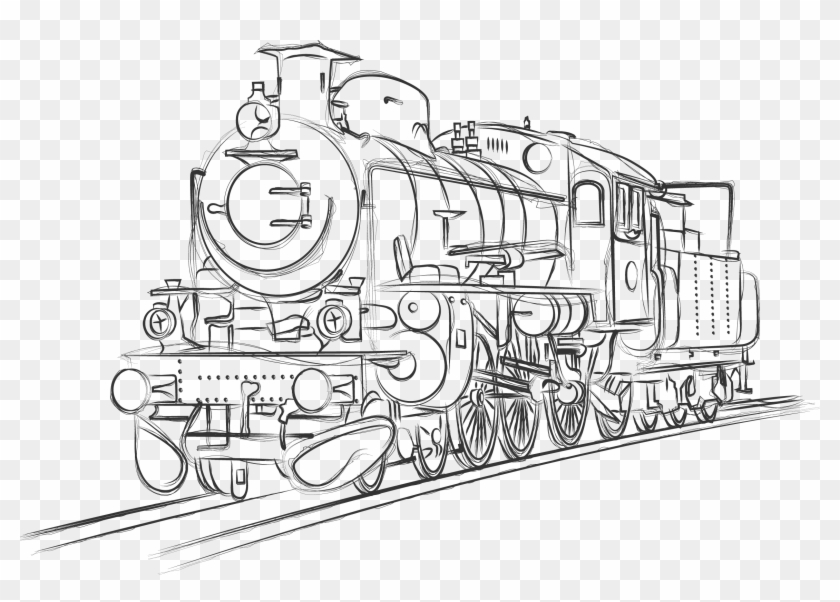 Svg Royalty Free Library Train Rail Transport Locomotive - Train Sketch Png Clipart #2640251