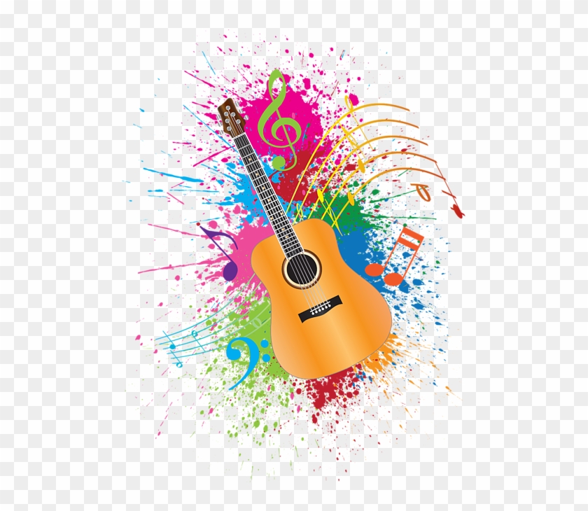 Guitar Paint Splatter Abstract Illustration Greeting - Painted Musical Notes Png Transparent Clipart