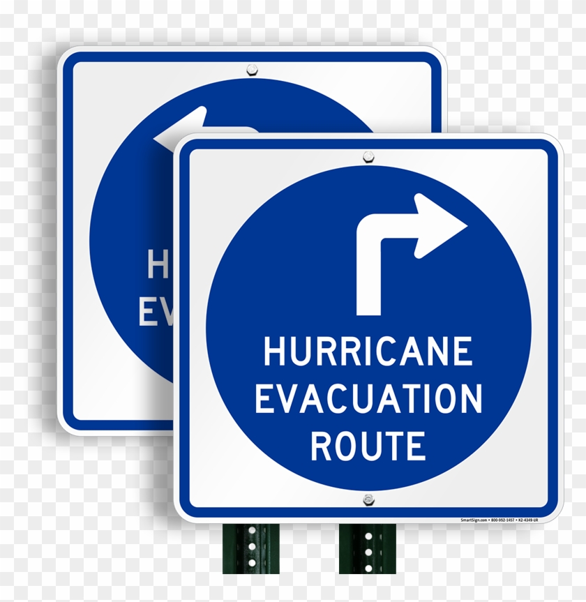Hurricane Evacuation Route Upper Right Arrow Sign - Hurricane Evacuation Sign Clipart #2640687