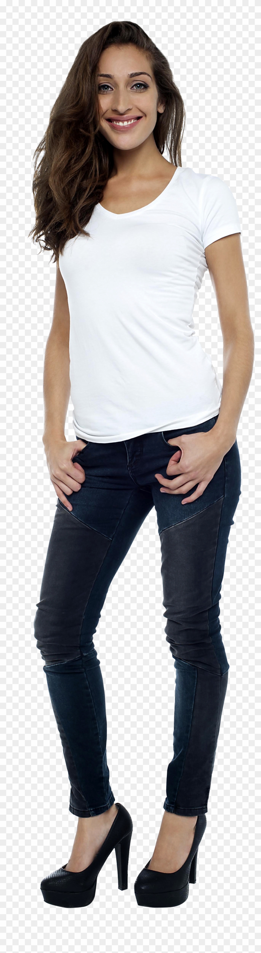 Cute Girl Free Commercial Use Png Image - Girl In Jeans Png Clipart