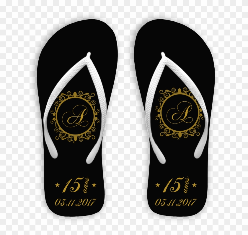 Chinelo 15 Anos Preto Com Monograma - Certificato Battesimo Dell Aria Clipart #2641573