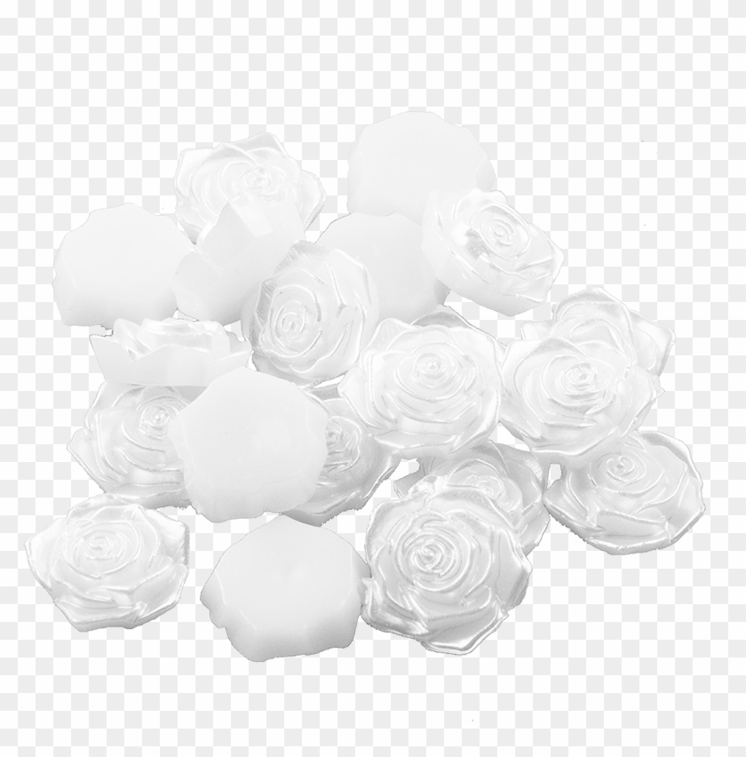 20 White Rose Cabochon Embellishments - Garden Roses Clipart