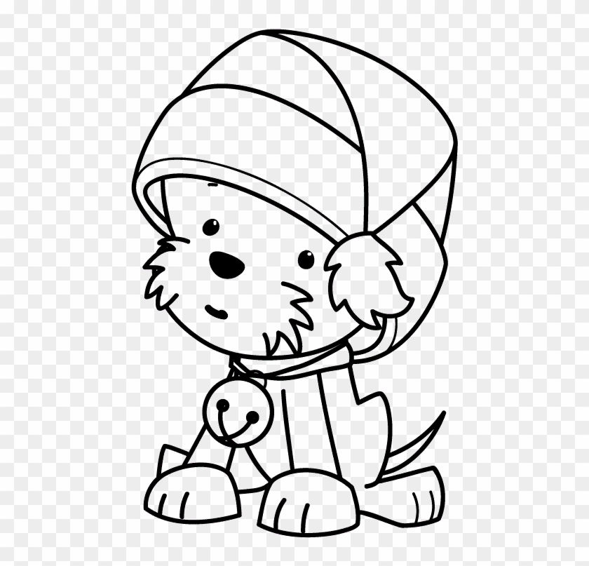 Drawing Hats Cute - Puppy Christmas Coloring Pages Clipart