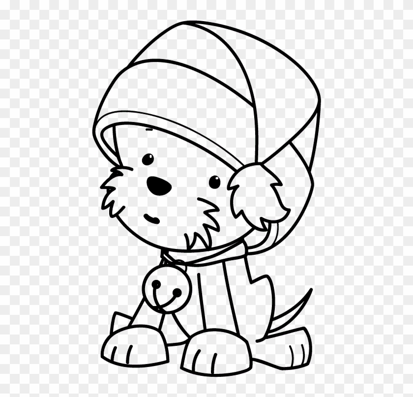 Drawing Hats Cute - Puppy Christmas Coloring Pages Clipart #2643317
