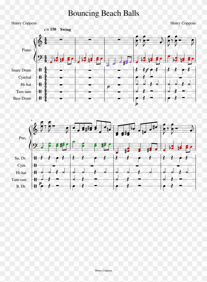 Bouncing Beach Balls Sheet Music Composed By Henry - Sheet Music Clipart