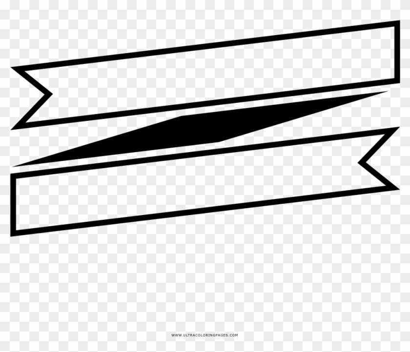 Ribbon Banner Coloring Page - Line Art Clipart
