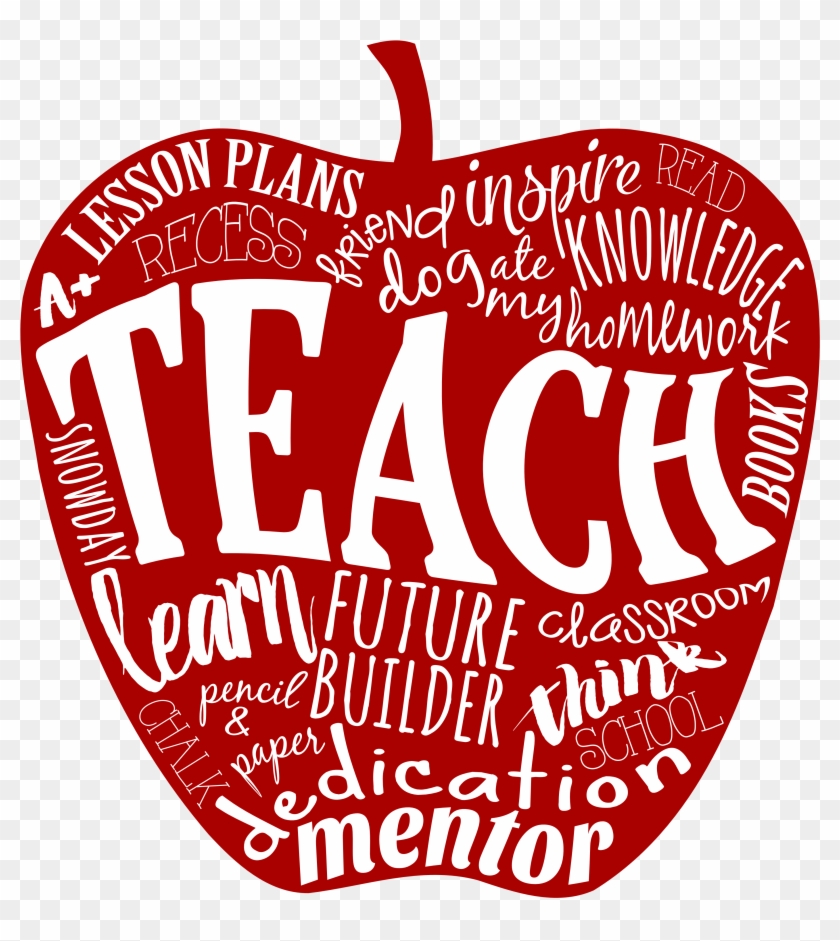 Png For - Teacher Apple Word Art Clipart