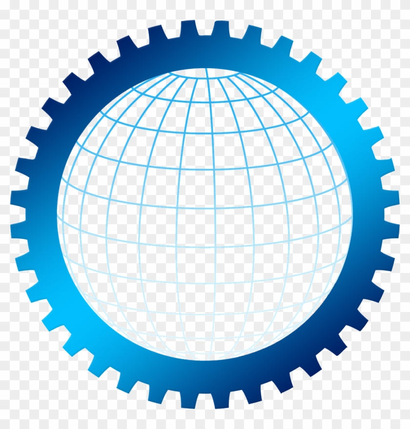 Gear Globe Grid Network Png Image - Gear Blue Clipart #2647032