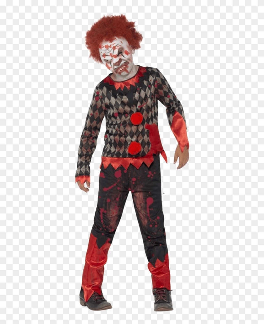 Child Halloween Deluxe Zombie Clown Costume - Kids Killer Clown Costume Clipart